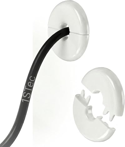 1STec 2 Pack 10mm Split Wall Grommet Cover with Adhesive Backing