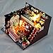 Kisoy Miniature DIY Dollhouse Kit with Furniture Accessories Creative Gift for Lovers and Friends (Christmas Eve) with Dust Proof Cover and Music Movement