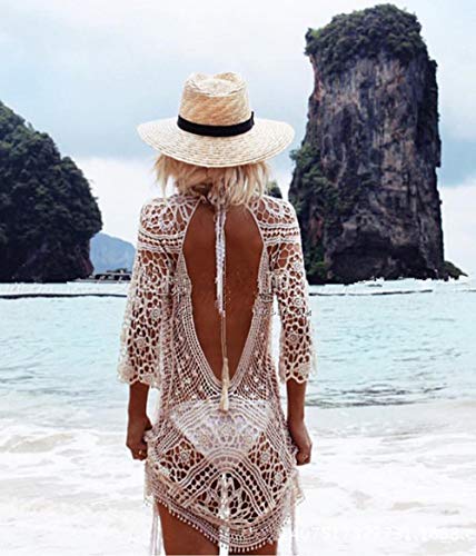 Goodbox Damen Boho Sexy Rückenfrei Bikini Cover Up Strandkleid Sommerkleid,Weben Einzigartig,Sexy - One Size – Bild 7