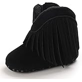 Timatego Baby Girl Cowboy Tassel Boots Side Zipper Non Slip Stay On Booties Infant Toddler First Walker Warm Winter Crib Shoes 3-18 Months