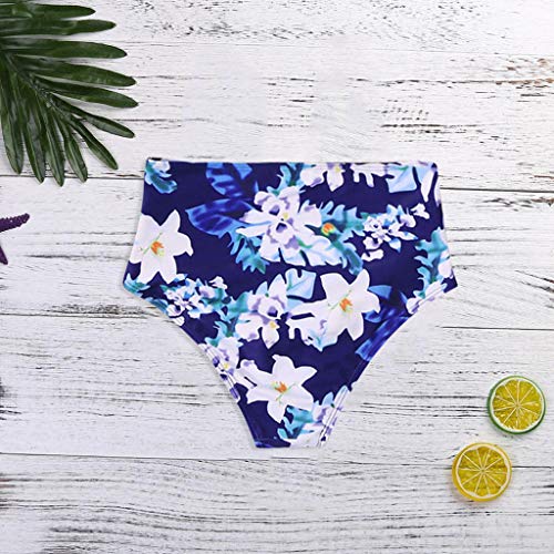 HJuyYuah Women High Waisted Bikini Swim Pants Shorts Bottom Swimsuit Swimwear Bathing Blue