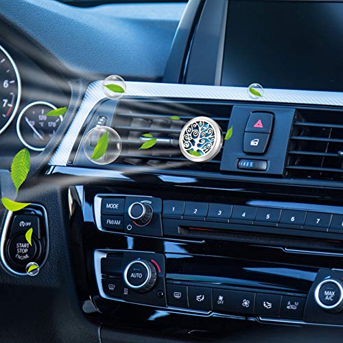 Car Diffuser,Jack & Rose Car Diffuser Essential Oil Car Vent Clip Air Freshener Purifier,Stainless Steel Aromatherapy Locket with 8 Washable Color Pads Christmas Gifts for Women