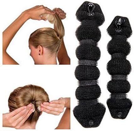 Pinovk Hair Design Styling Tools 2 Pieces Magic Hair Styling Styler Twist Ring Former Shaper Doughnut Donut Chignon Bun Maker Clip Hair Curler Accesso