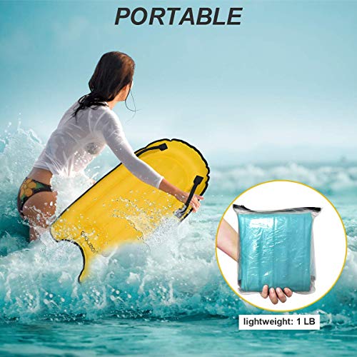 OMOUBOI Inflatable Bodyboard Pool Float Swim Air Bed (Yellow) - Thumbnail 4