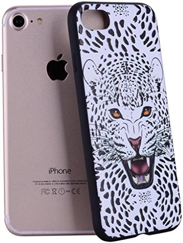 iPhone 7 Case, Yunbaozi iPhone 8 Embossing Case Protective Cover Soft Silicone Case Flexible Smooth Skin 3D Printing TPU Mysterious Creative Design Black Relief Cover for iPhone 7/ iPhone 8 - Leopard