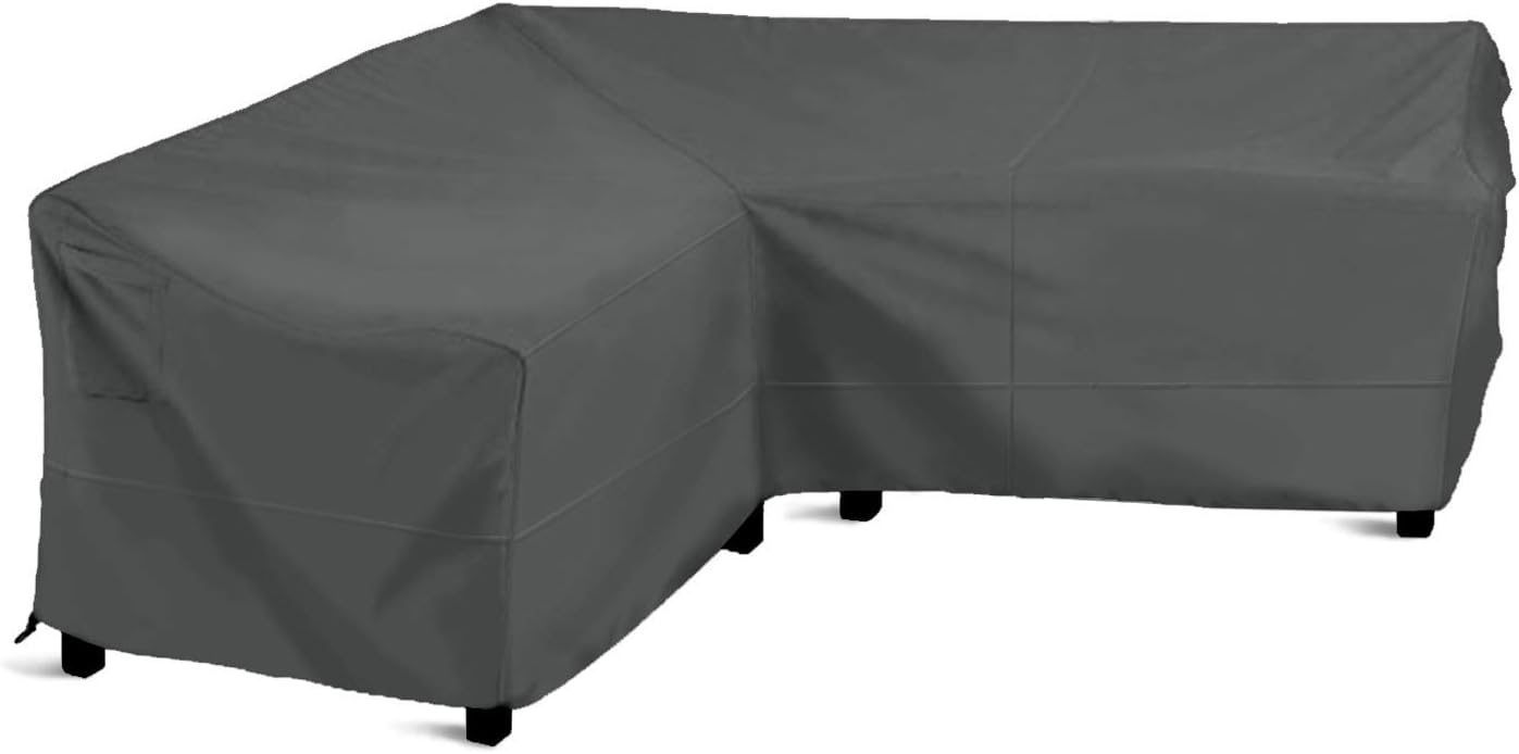 Delxo V-Shaped Sectional Sofa Cover Waterproof Ourdoor Sofa Cover Waterproof 100" Lx 33.5" D x 31" H - 100% UV & Weather Rersistant PVC Coated Furniture Couch Cover Protector (Dark Grey) : Garden & Outdoor