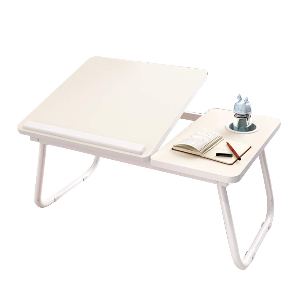 Foldable Bed Desk Table Tray Stand,Portable Computer Tray for Bed, Foldable Bed Desk for Laptop and Writing in Sofa Couch Floor (WHITE)