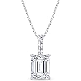 Wishrocks 925 Sterling Silver 14k Gold Plated 8X6MM Emerald Cut Moissanite Diamond Solitaire Pendant Necklace for Women(VVS1 Clarity, 1.60 Cttw)