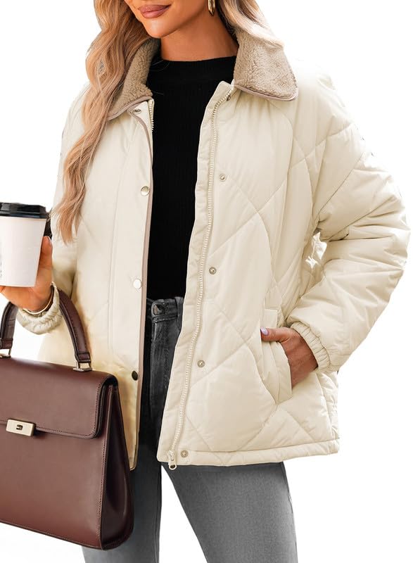 Dokotoo Women's Quilted Winter Puffer Jacket - Lightweight Warm Casual Coat