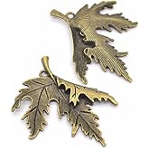 AKOAK 20 Pcs Leaf Amulet Pendant Bronze Maple Leaf Ornament Retro Metal Pendant