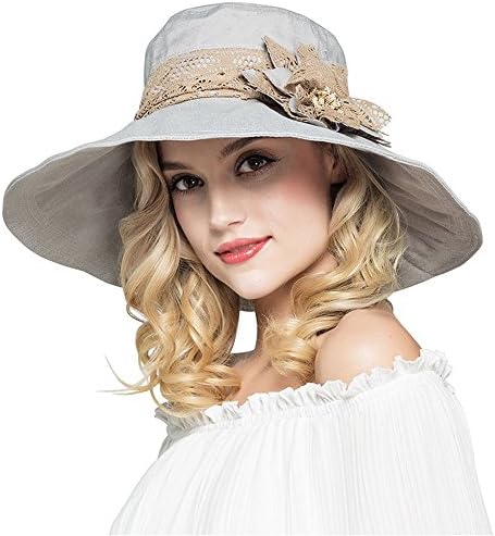 AOMUU Womens-Summer-Sun-Hat-UPF 50+ Wide Brim Floppy Foldable Packable Beach Hat