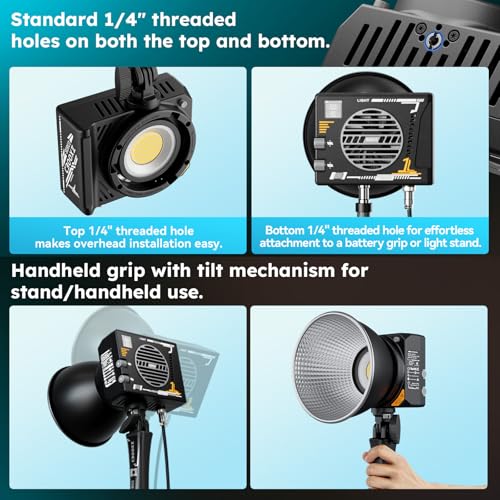 SIRUI C300XII 310W Bi-color COB Video Light, 0.96kg Bowens Mount Lamp, 2700K - 6500K, CRI 96+, Support V-Mount Battery and AC/DC Power, App Control for Photography and Photo Studio