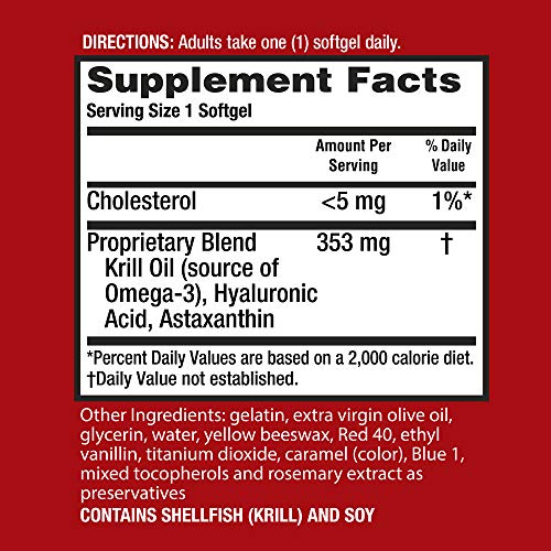 MegaRed Joint Care, 30 softgels - Omega 3 Krill Oil, Hyaluronic Acid and Astaxanthin Supplement