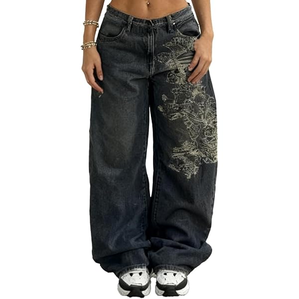 OATSBAS Unisex Y2K Hip-Hop Gothic Jeans Casual Baggy Oversize