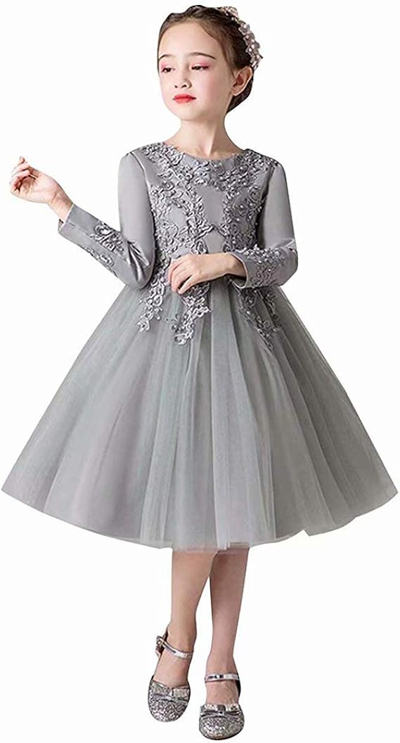 Amazon 子供ドレス レースワンピース 長袖 蝶結び プリンセス 女の子 ジュニア お姫様ドレス パーティー ピアノ 発表会 結婚式 入園式 演奏会 お呼ばれ フォーマル 通販