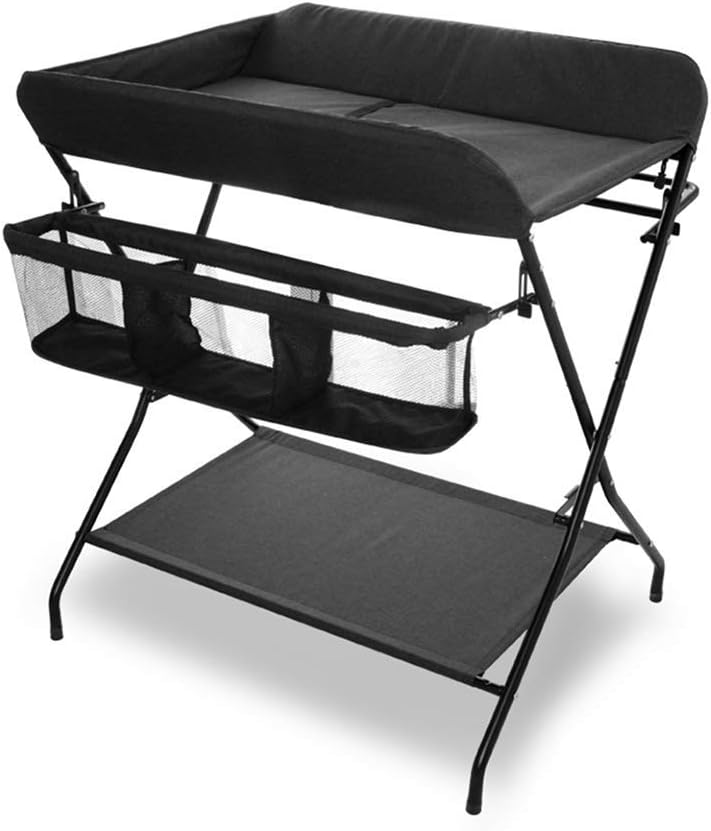 CWJ Small Bed Convenient for Look After Baby Without Bending Over, Baby Foldable Newborn Diaper Table with Bathing Massage Save Space Storage Desk