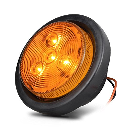 NEW SUN 2.5" Round LED Marker Lights RV Boat Trailer Lights Sealed Lens Amber LED Clearance 4 Diodes 12V 2Pack - Thumbnail 2