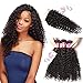 UNice Hair Brazilian Virgin Curly Hair with Free Part Lace Closure Unprocessed Virgin Brazilian Human Hair Extensions Natural Color (18 20 22+16 Free Part)