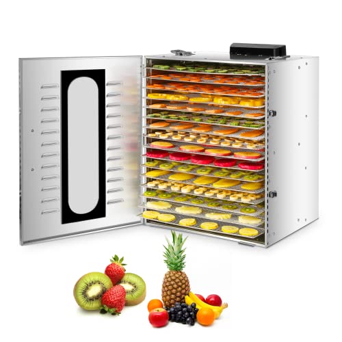 Commercial Premium Stainless Steel Food Dehydrator, 16 Layers Fruit Vegetable Dryer Dehydrators