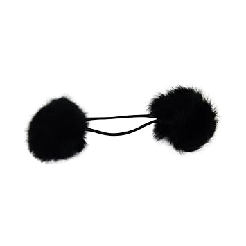 Amazon Com Black Ponytail Holder Fur Balls Pony Elastic Hair