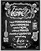 Family Recipe Art Poster - Forgiveness Laughter Love - 11x14 Unframed Art Print, Modern Family Sign, Kitchen and Dining Room Decor, Great Family Housewarming Gifts, Chalkboard Style Art Print