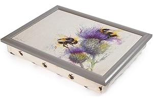 Jane Bannon Bees on Thistle Lap Tray (One Size) (White/Purple)