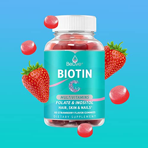 Biotin Gummies with Hair MultiVitamins, Folate, Inositol Supports