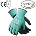 Tarantula Nitrile Coated Safety Work Gloves for General Purposes, Lightweight Work Gloves, 13 Gauge Mint Green Polyester Shell, Black Sandy Nitrile on Palm and Fingers, 12 Pair per Pack
