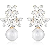 Ettika Pearl Earrings. Stud Earrings For Women. 18k Gold Plated, Jewelry. Best Day Crystal And Pearl Earrings, Birthday Gifts For Women