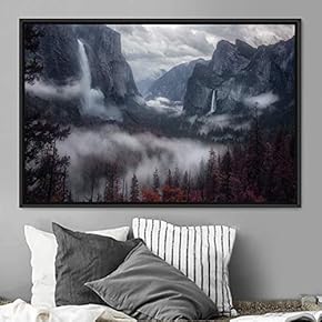 signwin Framed Canvas Wall Art Foggy Mountains Aerial...
