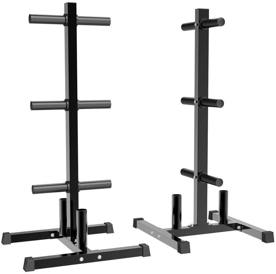 YAHEETECH 2in Weight Plate Rack Tree & 2 Barbell Bar Holders Olympic Weight Organizer Storage Stand : Sports & Outdoors