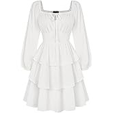 Scarlet Darkness Renaissance Dress for Women Off Shoulder Long Sleeve Medieval Corset Dresses