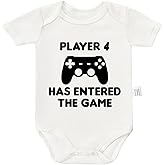 RETKCUL Player 4 Has Entered the Game Baby Bodysuits, Funny Gamer Infant Playsuit Jumpsuit Cotton Short-Sleeve 0-24 Month