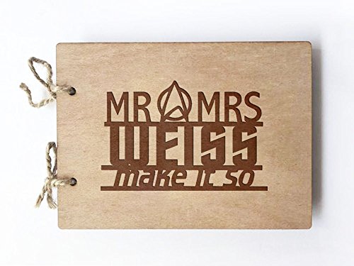 Wedding Guest book (wood) - notebook - Trekkie Mr and Mrs with Last Name