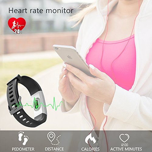 [- JoyGeek Fitness Tracker, Smart Bracelet Heart Rate Monitor, Bluetooth Smart Watch with Sleep Mon