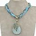 VTG Gold Tone Sky Blue Drop Resin Glass Chain Bib Necklace Pendant