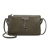 Clearance Sale! ZOMUSAR Women Fashion PU Leather Zipper Small Deer Splice Handbag Shoulder Shell Bag Shiny Crossbody Tote Bag (Army Green )