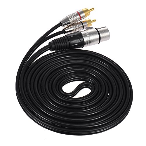ammoon 1 XLR Female to 2 RCA Male Plug Stereo Audio Cable Connector Y Splitter Wire Cord (3m / 9.8ft)