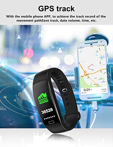 Sunward Smart Watch Bracelet Heart Rate Blood Pressure Monitor Fitness Tracker Bluetooth Pedometer Compatible Android iOS Samsung LG for Women Men Kids (Black)