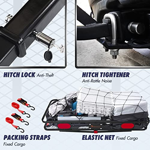 King Bird Folding Hitch Mount Cargo Carrier 60x24x6 with Hitch Lock