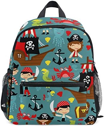 DEYYA Pirates Anchor Skull Mini Kids All-in-One Pre-School Backpacks for Kindergarten Toddler Boy Girls