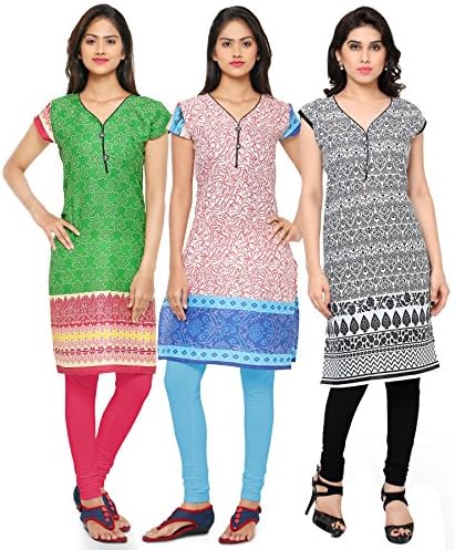 Craftliva Cotton Kurti (129cdkAT10.AT11.AT12_Multi-Coloured)