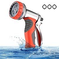 HmiL-U Garden Hose Nozzle Heavy Duty Metal Spray Gun 9 Adjustable Watering Patterns for Watering Plants Washing Cars and Showering Pets Leak Free Guarantee