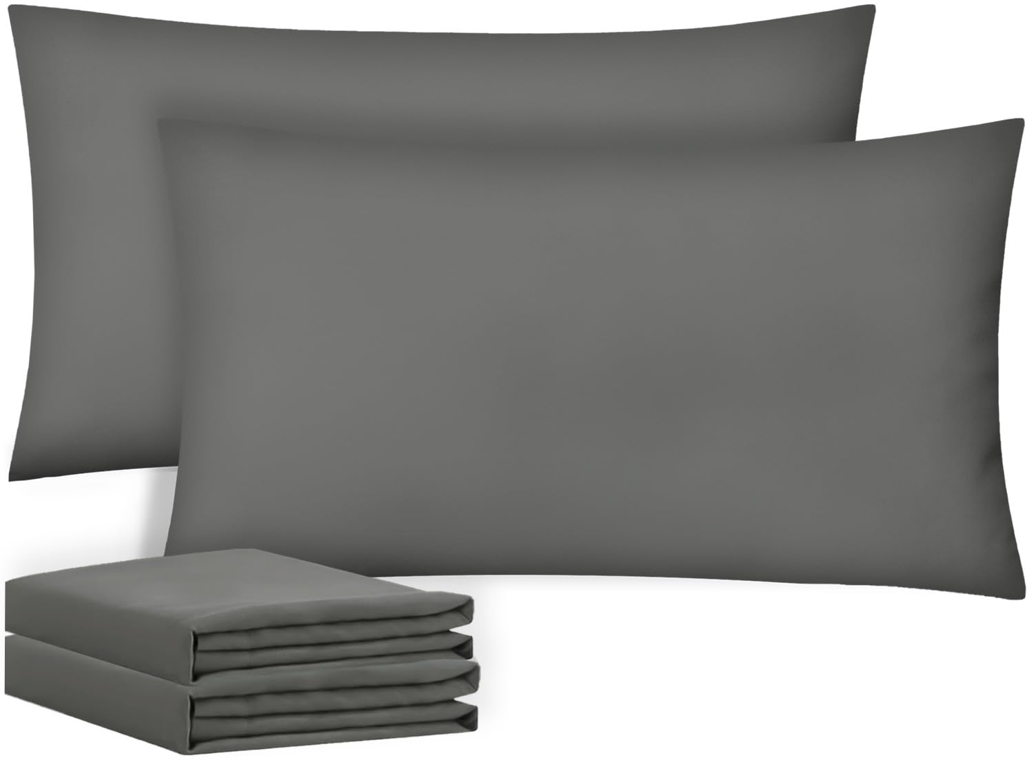 Acrali Home Grey Pillowcases 2 Pack - Standard Size 50x75 cm, 1800 Super Soft and Cozy Premium Microfiber Pillow Covers with Envelope Closure - Breathable, Wrinkle Free, Fade & Stain Resistant