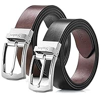 Senbos Leather Belt for Men Reversible Genuine Leather Mens Belt, Black&Brown