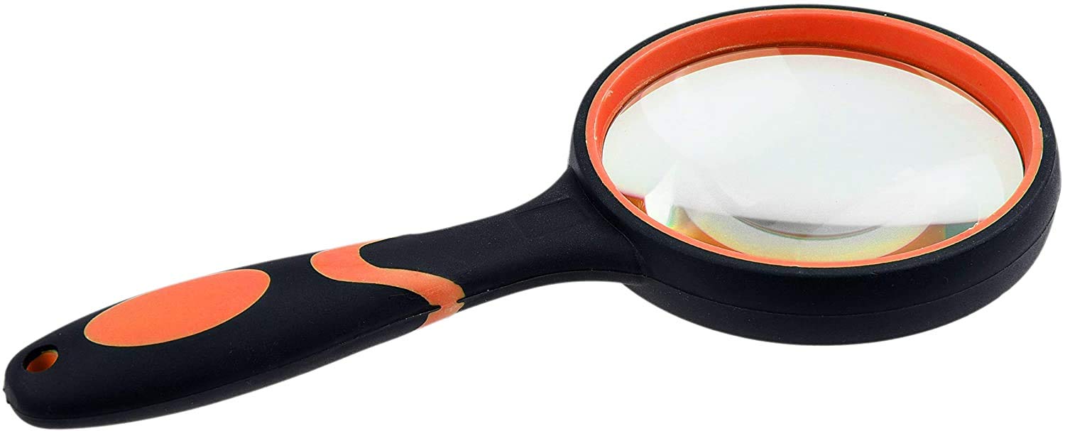 KARE and Kind 3 LED Handheld Magnifying Glass with Dual Glass - 3X and 45X Magnification Power – Great for Hobbies and Crafts, Computer Repair and Jewelry Loupe (45X 22 mm, 3X 75 mm) (Orange-8X)