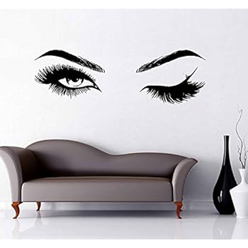 Eyes Wall Decal Eyelashes Wall Mural Art Decor Sticker Make Up Wall Decal Girls Eyes Eyebrows Beauty Salon Decoration Make Up Wall Sticker