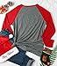 Women Merry Christmas Leaf Baseball T-Shirt Long Sleeve Letters Print O-Neck Casual Tees Gray