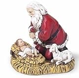 Joseph Studio Kneeling Santa with Baby Jesus Christmas Figurine