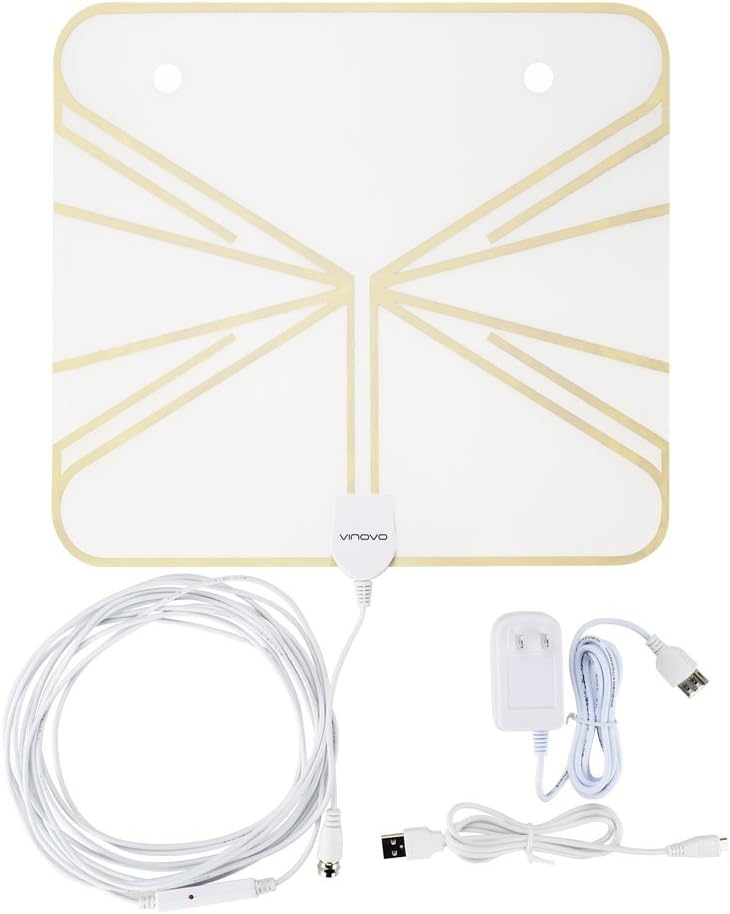 Amplified Indoor HDTV Antenna 50 Miles Range Boost Clear Signal with 20ft Coaxial Cable Flat Clear Digital Antenna Gain High Performance and Long Reception